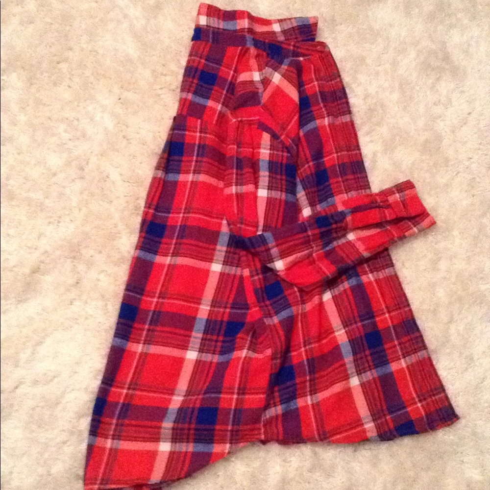 Flannel shirt orange and blue plaid